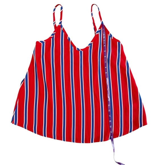 Vintage spaghetti strap top Striped Red white Blue Women's Top made in USA S 872 - Picture 3 of 10